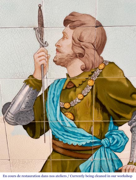 Sarreguemines, ceramic Panel Depicting the “Chevalier Bayard” Sarreguemines, ceramic Panel Depicting the “Chevalier Bayard”-6