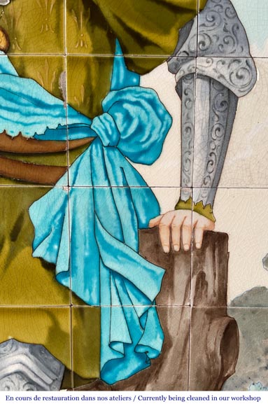 Sarreguemines, ceramic Panel Depicting the “Chevalier Bayard” Sarreguemines, ceramic Panel Depicting the “Chevalier Bayard”-7