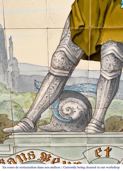 Sarreguemines, ceramic Panel Depicting the “Chevalier Bayard” Sarreguemines, ceramic Panel Depicting the “Chevalier Bayard”-8
