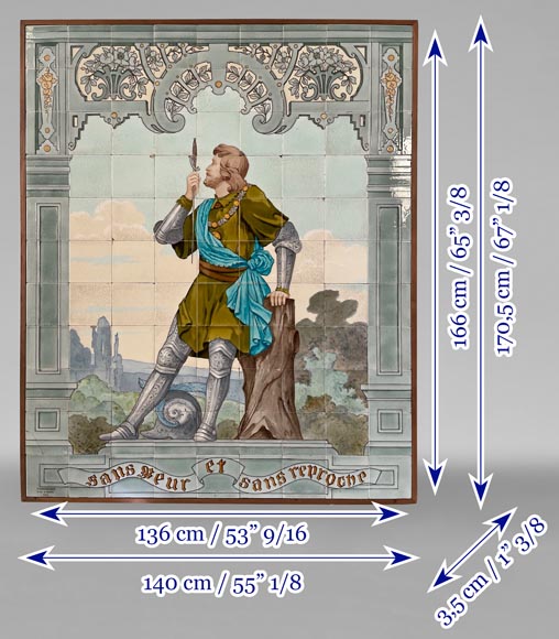 Sarreguemines, ceramic Panel Depicting the “Chevalier Bayard” Sarreguemines, ceramic Panel Depicting the “Chevalier Bayard”-13
