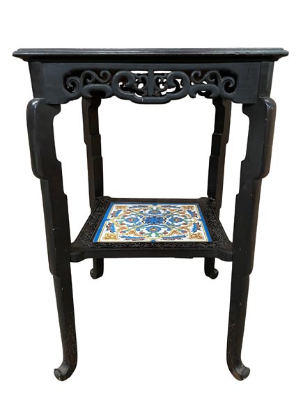 LOEBNITZ Jules (Maison Pichenot), Ebonized Wood and Iznik Style Faience Guéridon-2