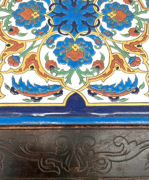 LOEBNITZ Jules (Maison Pichenot), Ebonized Wood and Iznik Style Faience Guéridon-7