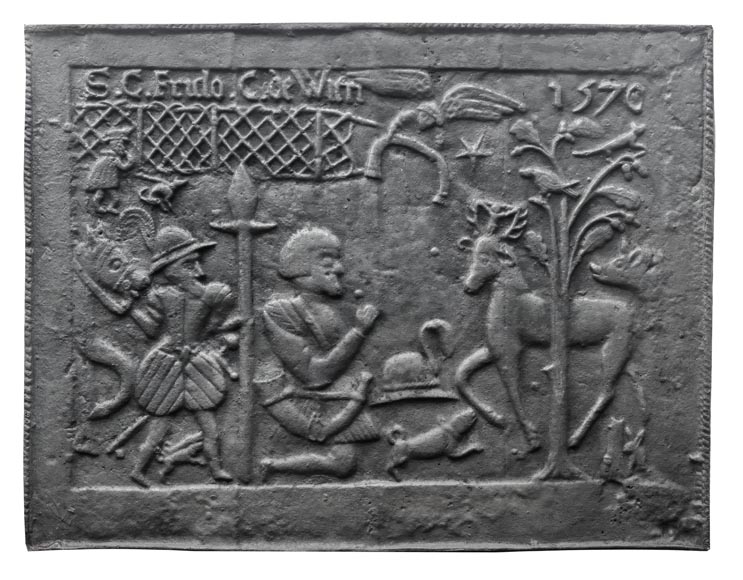 “The Conversion of Saint Hubert” Large modern cast iron fireplace plaque “The Conversion of Saint Hubert” Large modern cast iron fireplace plaque-0