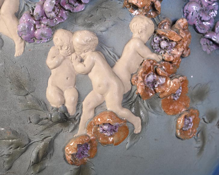 Louis Robert Carrier-Belleuse, “Allegory of Day and Night” Faience Cache-Pot Louis Robert Carrier-Belleuse, “Allegory of Day and Night” Faience Cache-Pot-3