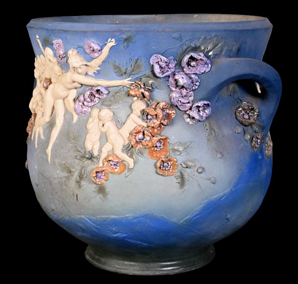 Louis Robert Carrier-Belleuse, “Allegory of Day and Night” Faience Cache-Pot Louis Robert Carrier-Belleuse, “Allegory of Day and Night” Faience Cache-Pot-5
