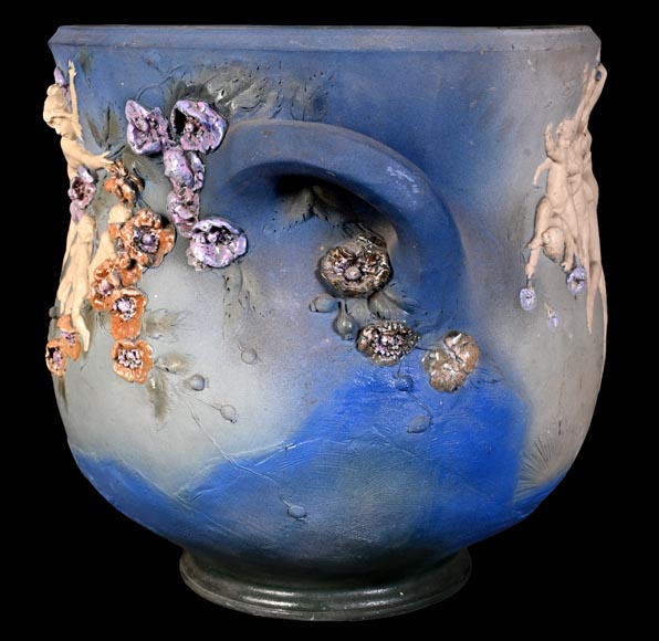 Louis Robert Carrier-Belleuse, “Allegory of Day and Night” Faience Cache-Pot Louis Robert Carrier-Belleuse, “Allegory of Day and Night” Faience Cache-Pot-8