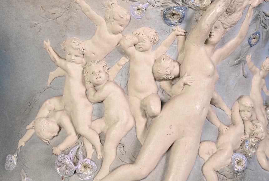 Louis Robert Carrier-Belleuse, “Allegory of Day and Night” Faience Cache-Pot Louis Robert Carrier-Belleuse, “Allegory of Day and Night” Faience Cache-Pot-14