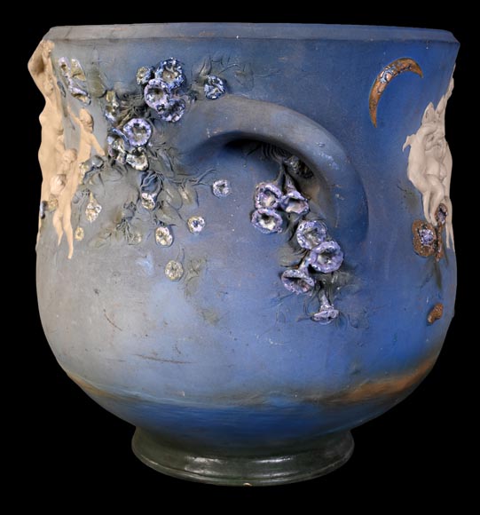 Louis Robert Carrier-Belleuse, “Allegory of Day and Night” Faience Cache-Pot Louis Robert Carrier-Belleuse, “Allegory of Day and Night” Faience Cache-Pot-17