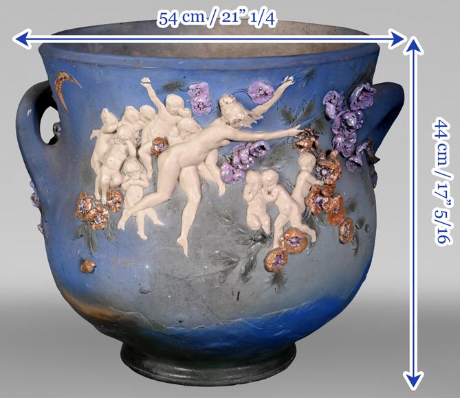 Louis Robert Carrier-Belleuse, “Allegory of Day and Night” Faience Cache-Pot Louis Robert Carrier-Belleuse, “Allegory of Day and Night” Faience Cache-Pot-24