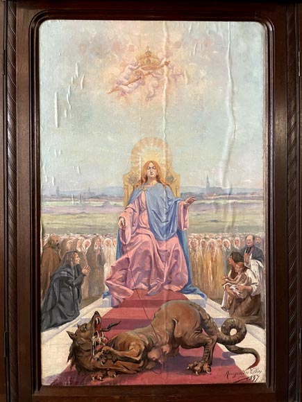 Charles-Édouard MAUGENDRE-VILLERS (1852-1922), Votive Triptych to the Virgin Mary, Protector against the Plague Charles-Édouard MAUGENDRE-VILLERS (1852-1922), Votive Triptych to the Virgin Mary, Protector against the Plague-2