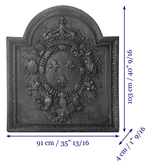 Fireplace plaque bearing the arms of France and the crowned H Fireplace plaque bearing the arms of France and the crowned H-11