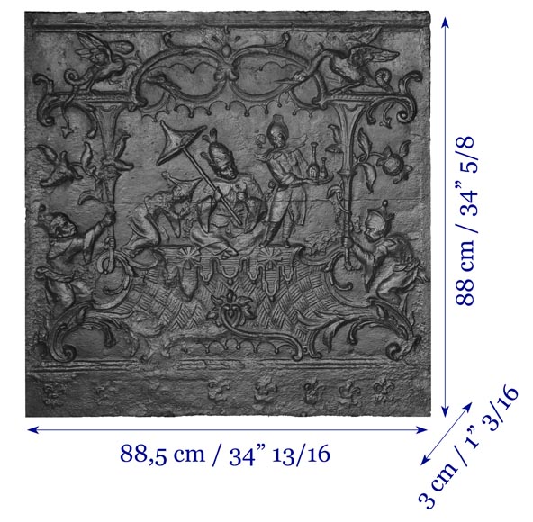 18th-century fireback featuring a chinoiserie design 18th-century fireback featuring a chinoiserie design-12