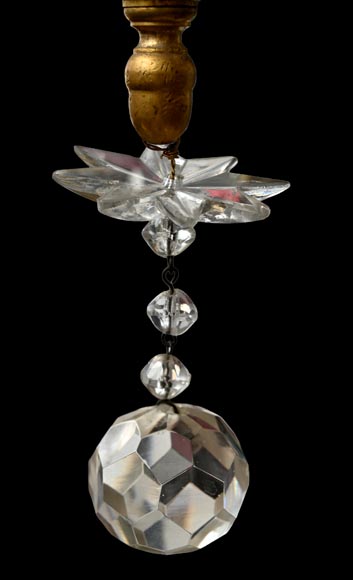Six-light chandelier in cut crystal and gilt bronze, in the style of the Cristallerie Royale de Champagne de Bayel-3