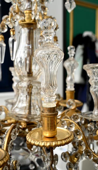 Six-light chandelier in cut crystal and gilt bronze, in the style of the Cristallerie Royale de Champagne de Bayel-5