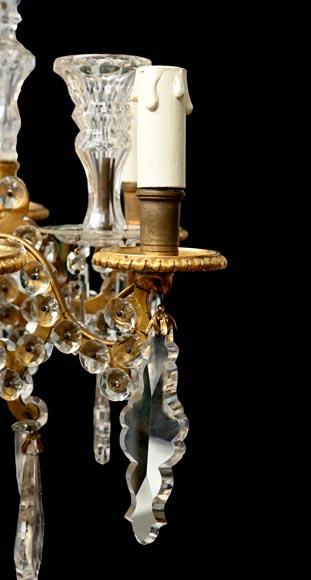 Six-light chandelier in cut crystal and gilt bronze, in the style of the Cristallerie Royale de Champagne de Bayel-6