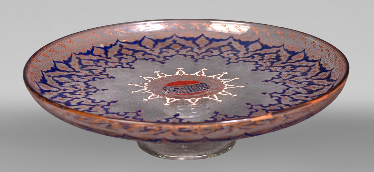 BROCARD Philippe-Joseph (in the style of) — Footed cup in blown glass with enamel and gilt decoration in the perso-islamic taste-1