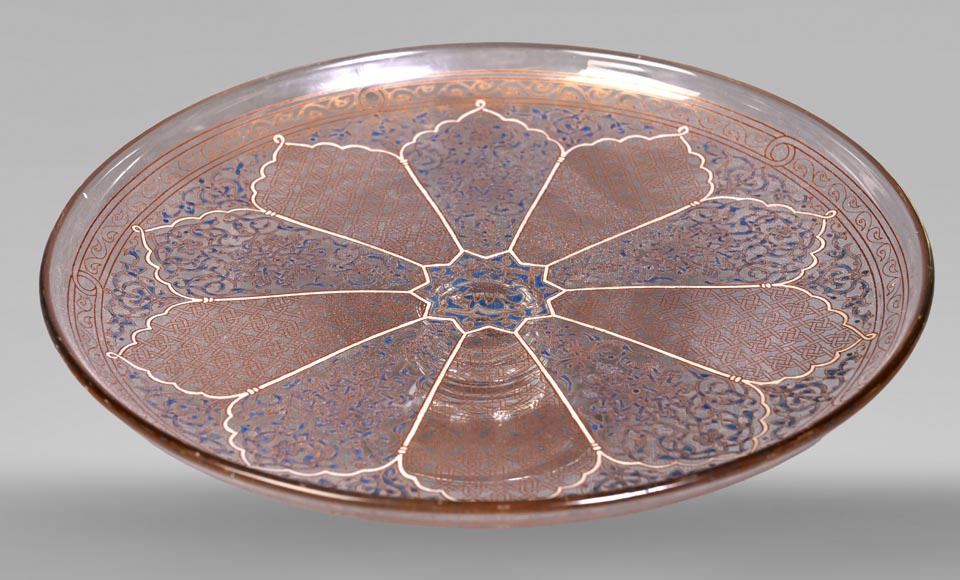 BROCARD Philippe-Joseph (in the style of) — Blown glass dish with enamel and gilt decoration in the perso-islamic taste-1