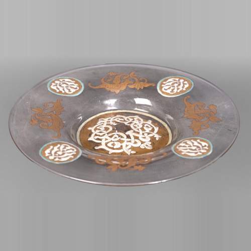 GIBOIN Nicolas-Jean Alphonse — Blown glass dish with enamel and gilt decoration in the hispano-moorish taste
