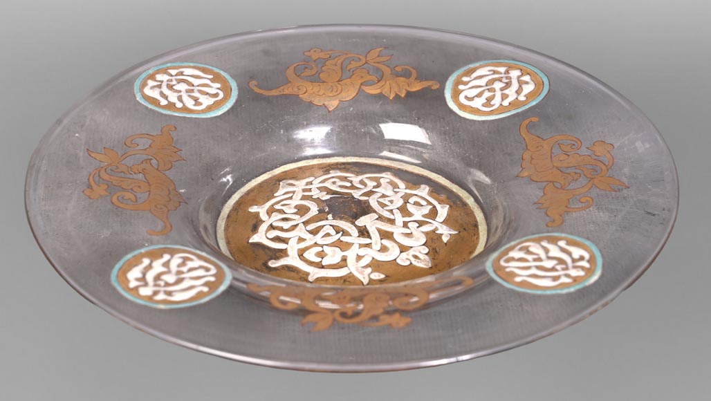 GIBOIN Nicolas-Jean Alphonse — Blown glass dish with enamel and gilt decoration in the hispano-moorish taste-0