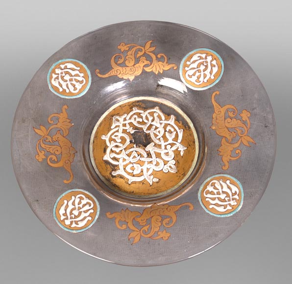 GIBOIN Nicolas-Jean Alphonse — Blown glass dish with enamel and gilt decoration in the hispano-moorish taste-1