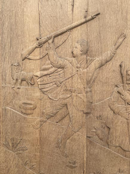 Important oak panelling carved with scenes from La Fontaine's Fables, 19th century Important oak panelling carved with scenes from La Fontaine's Fables, 19th century-10