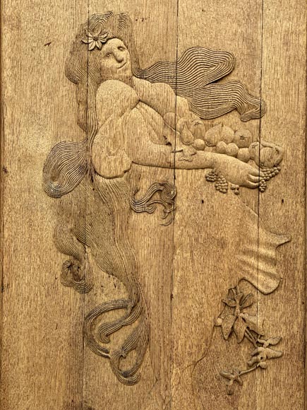 Important oak panelling carved with scenes from La Fontaine's Fables, 19th century Important oak panelling carved with scenes from La Fontaine's Fables, 19th century-14