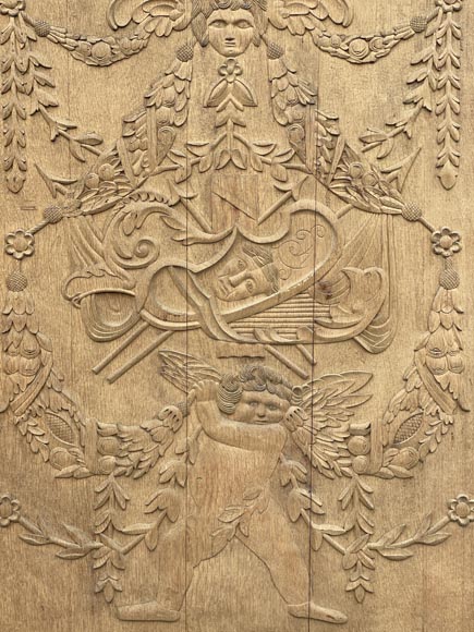 Important oak panelling carved with scenes from La Fontaine's Fables, 19th century Important oak panelling carved with scenes from La Fontaine's Fables, 19th century-20