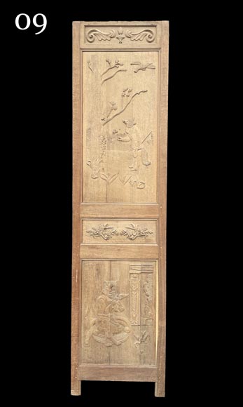 Important oak panelling carved with scenes from La Fontaine's Fables, 19th century Important oak panelling carved with scenes from La Fontaine's Fables, 19th century-22