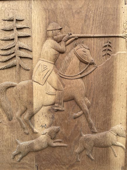 Important oak panelling carved with scenes from La Fontaine's Fables, 19th century Important oak panelling carved with scenes from La Fontaine's Fables, 19th century-33
