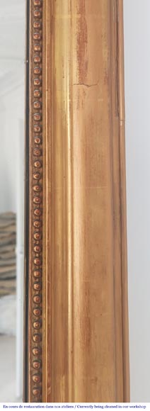 Gilt Louis XV style trumeau mirror surmounted by a shell motif Gilt Louis XV style trumeau mirror surmounted by a shell motif-4