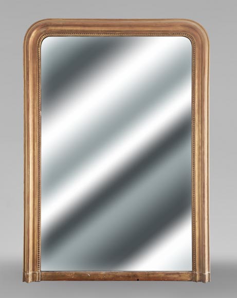 Gilt Louis-Philippe style trumeau mirror with a beaded border Gilt Louis-Philippe style trumeau mirror with a beaded border-0