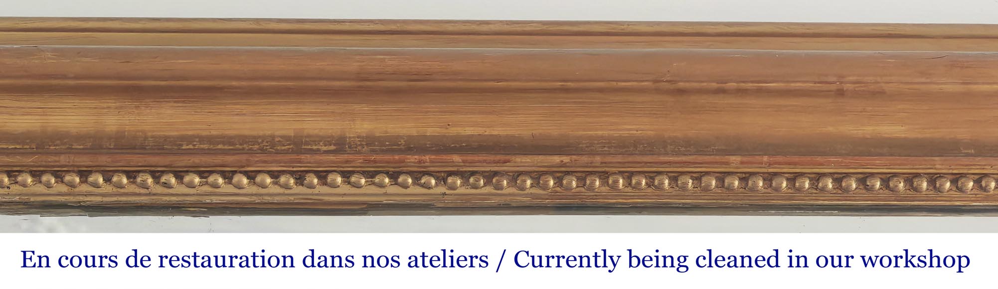 Gilt Louis-Philippe style trumeau mirror with a beaded border Gilt Louis-Philippe style trumeau mirror with a beaded border-1