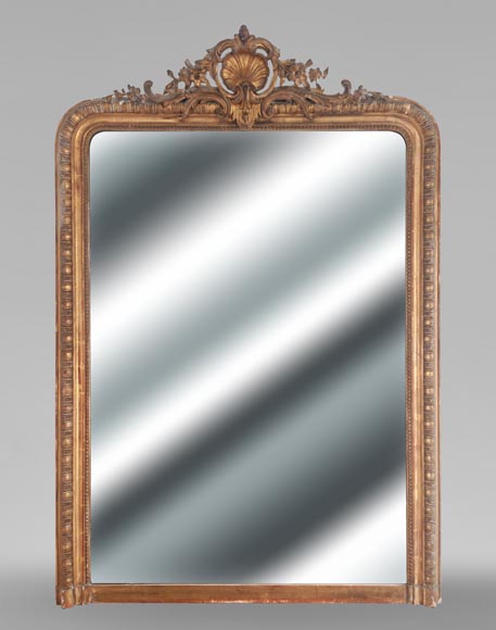 Richly decorated Louis XV style gilt trumeau mirror Richly decorated Louis XV style gilt trumeau mirror-0