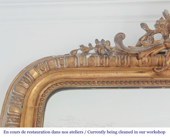Richly decorated Louis XV style gilt trumeau mirror Richly decorated Louis XV style gilt trumeau mirror-3