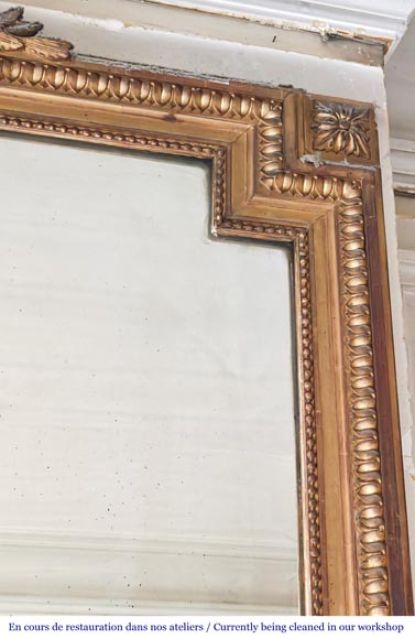 Richly decorated Louis XVI style gilt trumeau mirror-2