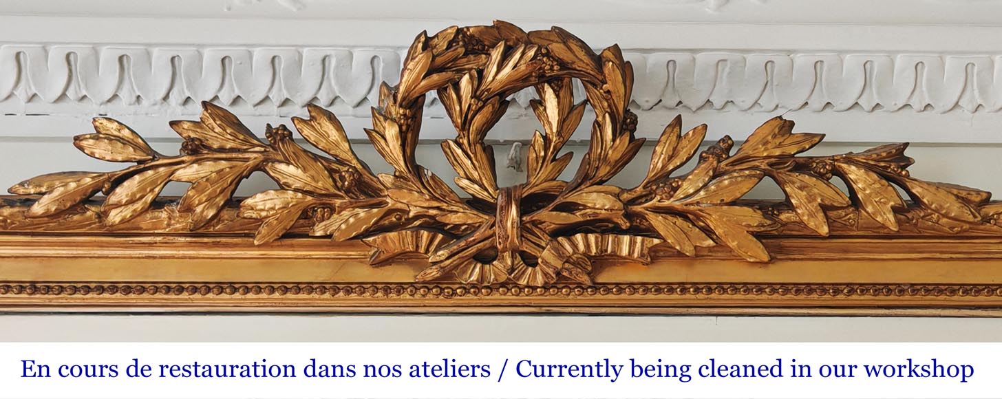 Louis XVI-style gilded pier-glass frame with a double laurel wreath motif Louis XVI-style gilded pier-glass frame with a double laurel wreath motif-1