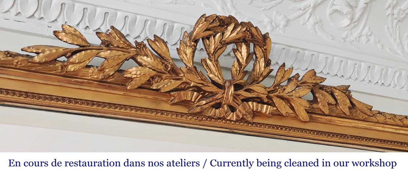 Louis XVI-style gilded pier-glass frame with a double laurel wreath motif Louis XVI-style gilded pier-glass frame with a double laurel wreath motif-2