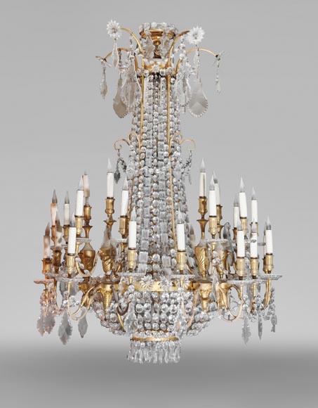 Gilt-bronze chandelier decorated with crystals-0