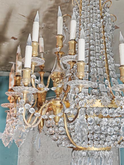 Gilt-bronze chandelier decorated with crystals-1