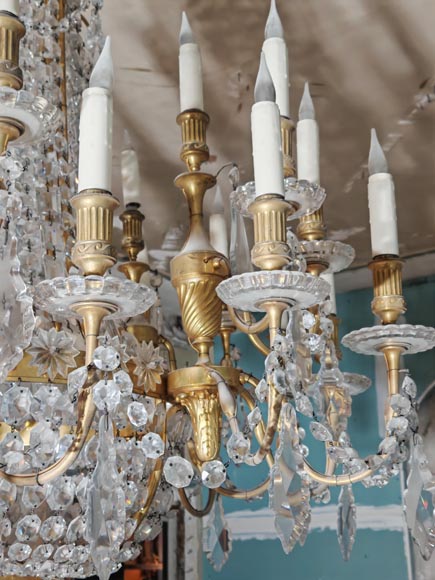 Gilt-bronze chandelier decorated with crystals-2