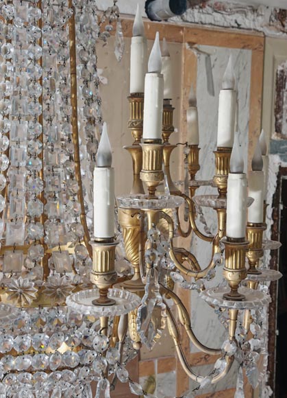 Gilt-bronze chandelier decorated with crystals-3