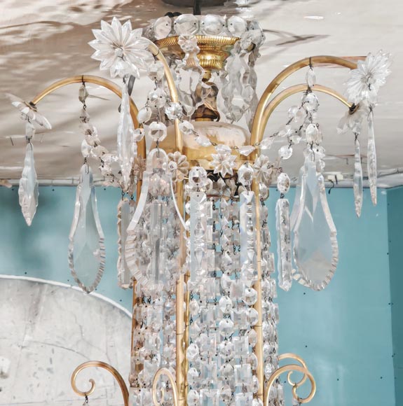 Gilt-bronze chandelier decorated with crystals-7