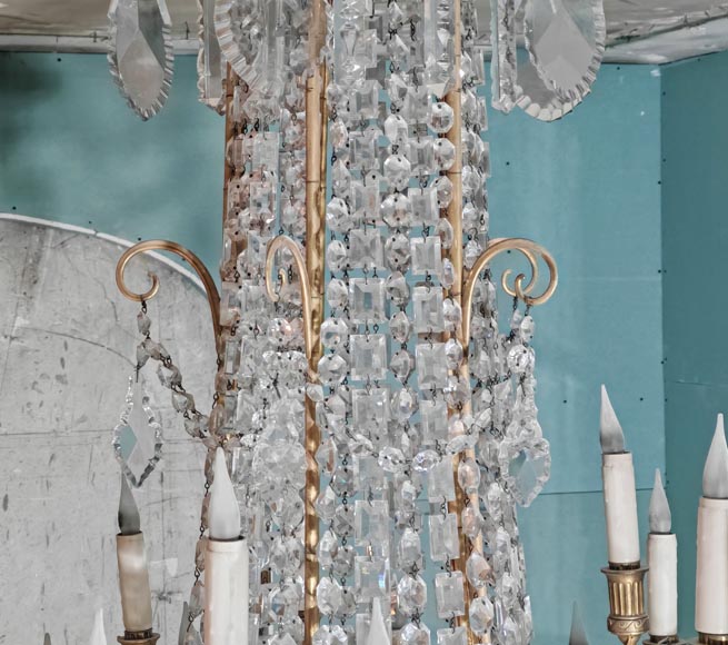 Gilt-bronze chandelier decorated with crystals-8