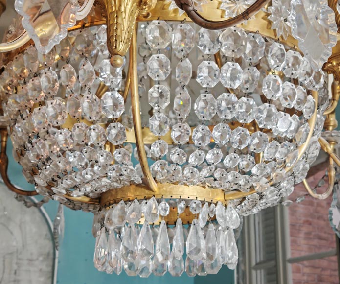Gilt-bronze chandelier decorated with crystals-9