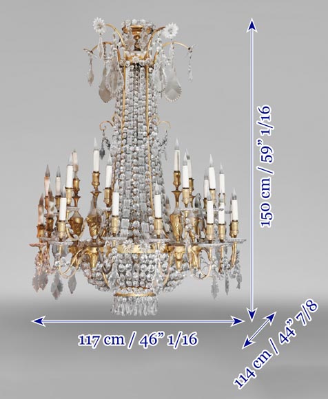 Gilt-bronze chandelier decorated with crystals-10