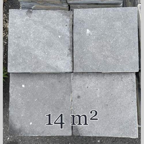 Lot of approximately 14 m² of antique Belgian bluestone floor tiles