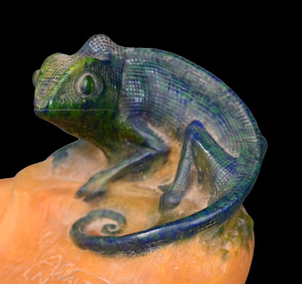 WALTER Amalric & BERGÉ Henri — Pâte de verre dish with chameleon WALTER Amalric & BERGÉ Henri — Pâte de verre dish with chameleon-7