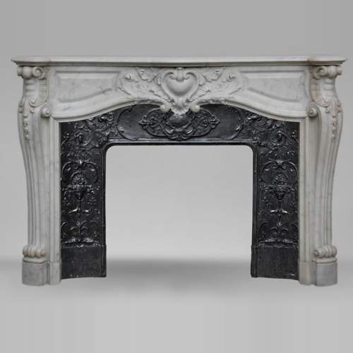 Louis XV style Carrara marble mantel