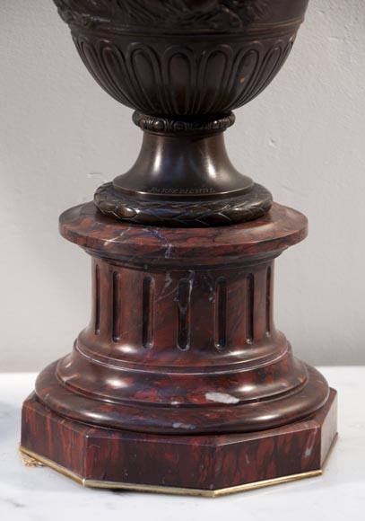 Ferdinand BARBEDIENNE - Pair of Neo-Classic bronze lamps after a model by Clodion-8