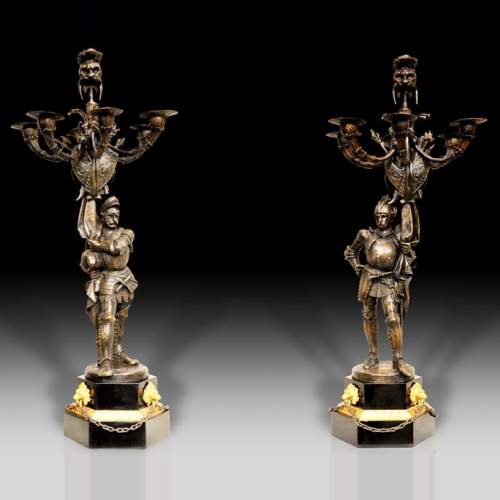 Jean-François GECHTER (1796-1844) - Pair of candlesticks with warriors